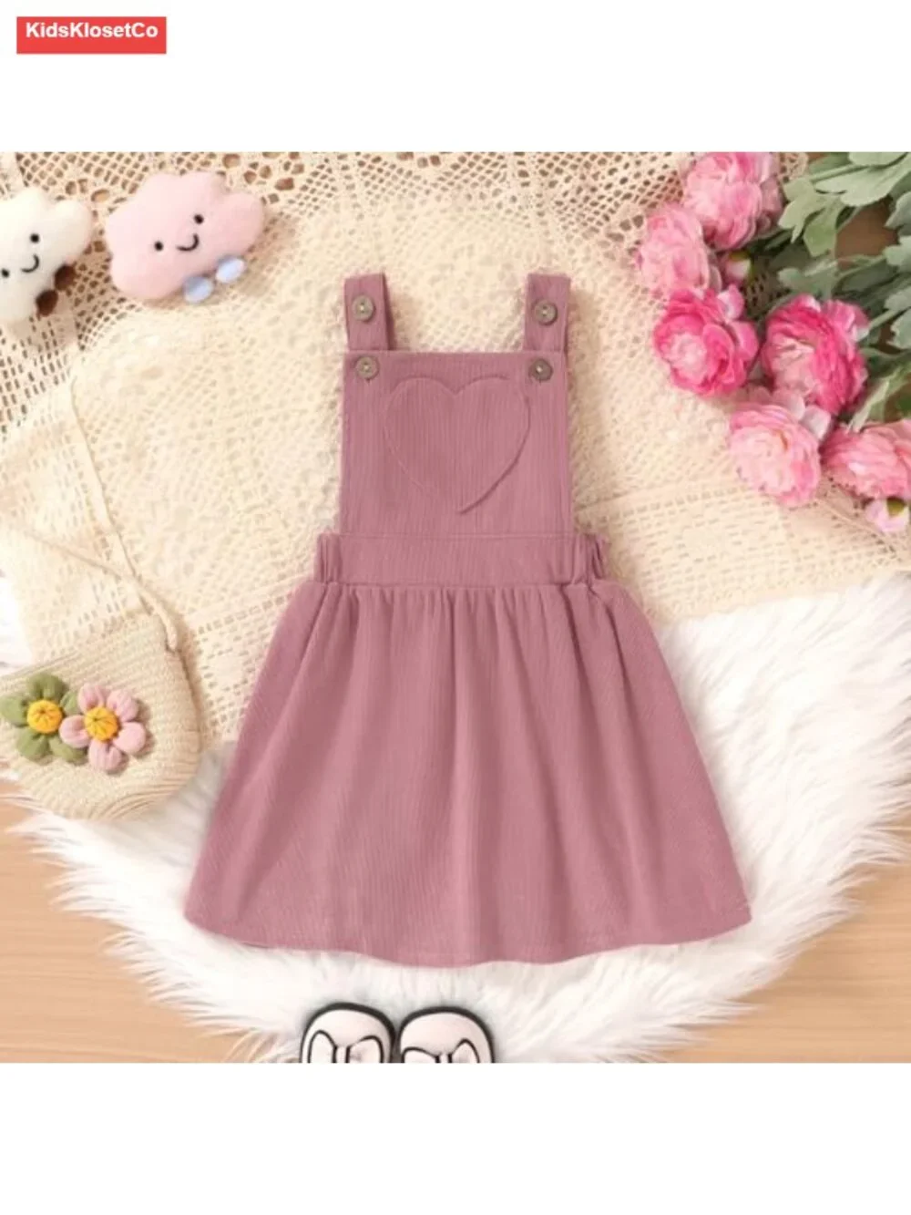 Toddler Girl Fall Overall Dress 2Pcs Corduroy Jumper Outfit